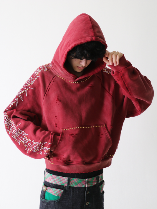'RED WINE' Rivet Hoodie